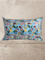 Blue Indigenous Floral Vinyl Tattoo Pillow