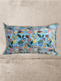 Blue Indigenous Floral Vinyl Tattoo Pillow