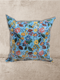 Blue Indigenous Floral Vinyl Tattoo Pillow