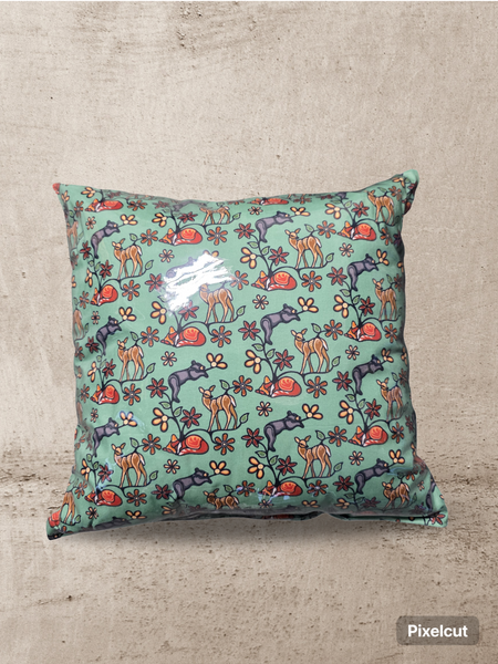Indigenous Forest Animals Vinyl Tattoo Pillow
