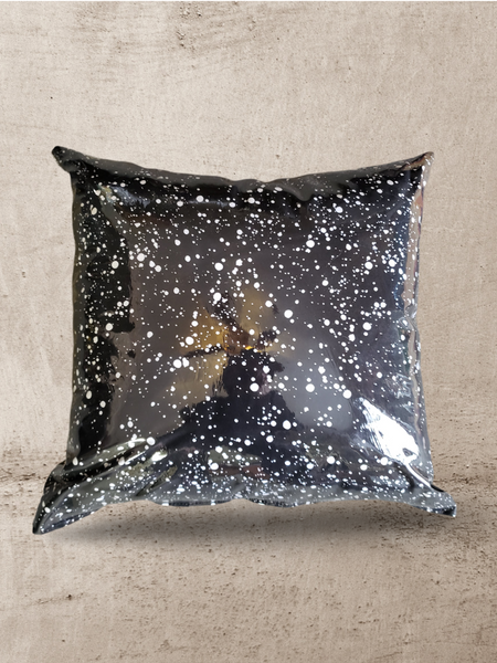 White Paint Splatter Vinyl Tattoo Pillow