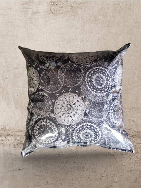 Grey Mandala Vinyl Tattoo Pillow