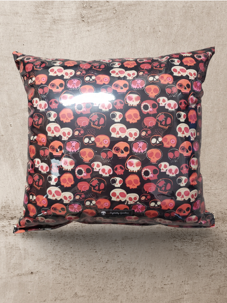 Pink Sketchy Skulls Vinyl Tattoo Pillow